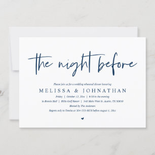Invitation La veille, Dîner De Répétition Mariage Moderne