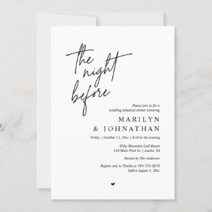 Invitation La veille, Dîner De Répétition Mariage Moderne
