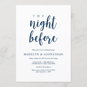 Invitation La veille, Dîner de répétition Mariage rustique