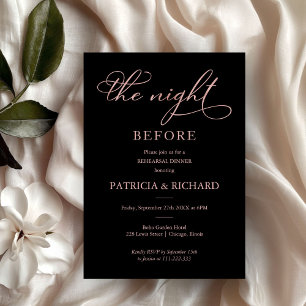 Invitation La veille du dîner de répétition en papier d'or ro