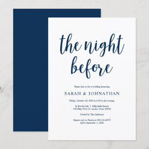 Invitation La veille, Navy Blue, Dîner de répétition
