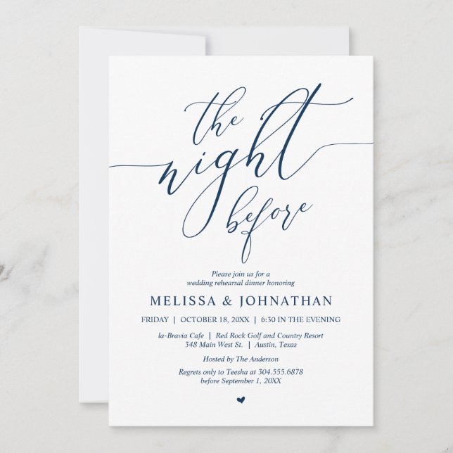 Invitation La veille, Soirée de répétition Mariage (Devant)