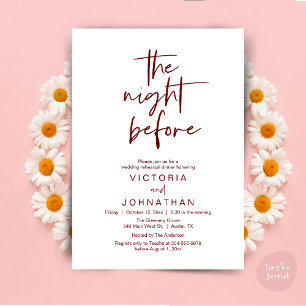 Invitation La veille, Soirée de répétition Mariage