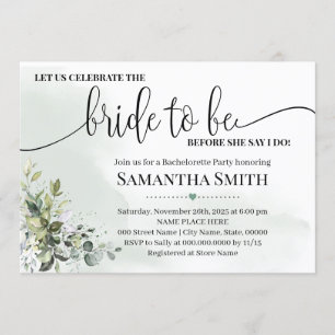 Invitation La verdure des eucalyptus fête la mariée pour être