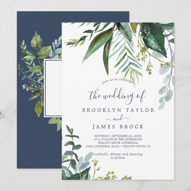 Invitation La verdure d'été Le Mariage de (Devant / Derrière)