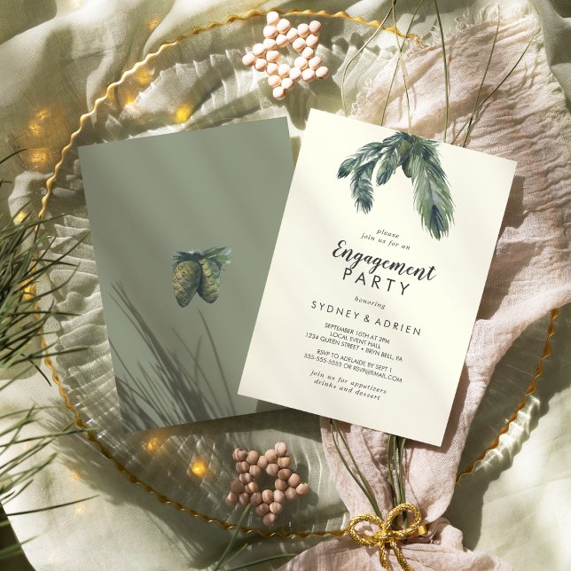 Invitation La verdure d'hiver | Ivory Engagement Party (Créateur téléchargé)
