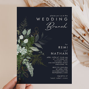 Invitation La verdure et la feuille d'or Brunch Mariage Dar