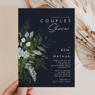 Invitation La verdure et la feuille d'or   Douche Couples de 
