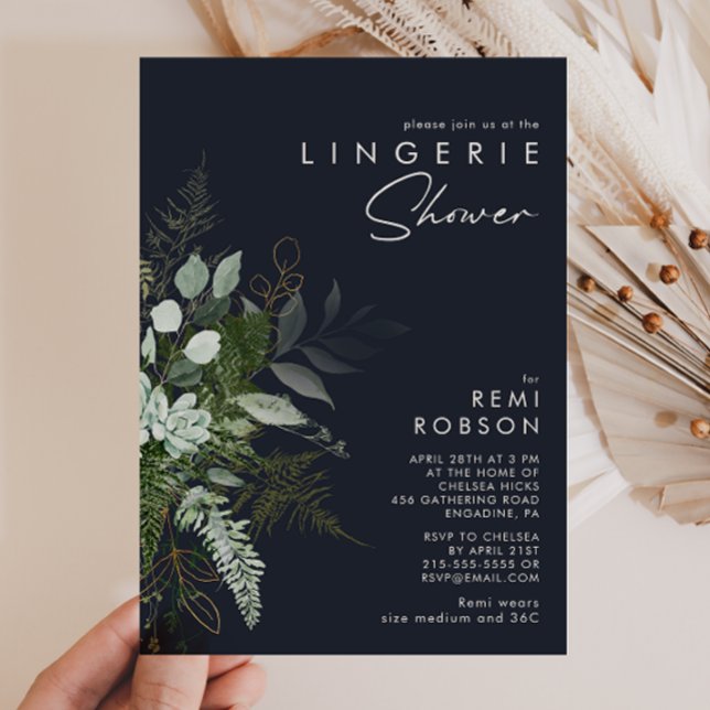 Invitation La verdure et la feuille d'or | Douche en lingerie (Créateur téléchargé)