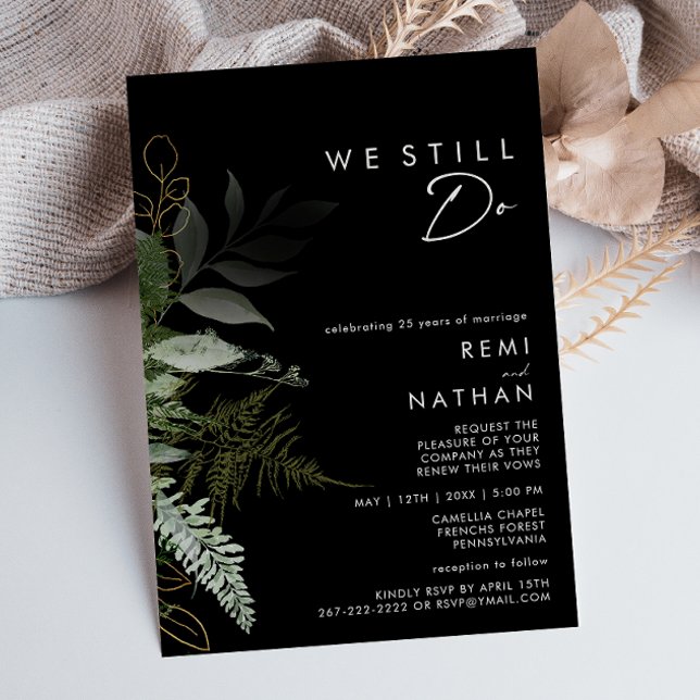 Invitation La verdure et la feuille d'or | Noir Nous Renouvel (Créateur téléchargé)