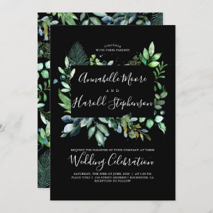 Invitation La verdure  Woodland  Mariage d'aquarelle moderne