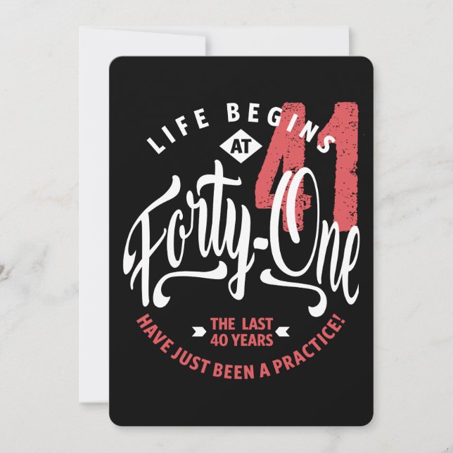 Invitation La vie commence à 41 ans | 41e anniversaire (Devant)