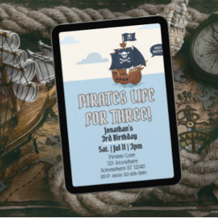 Invitation La vie de pirate pour TROIS, 3ème anniversaire pir