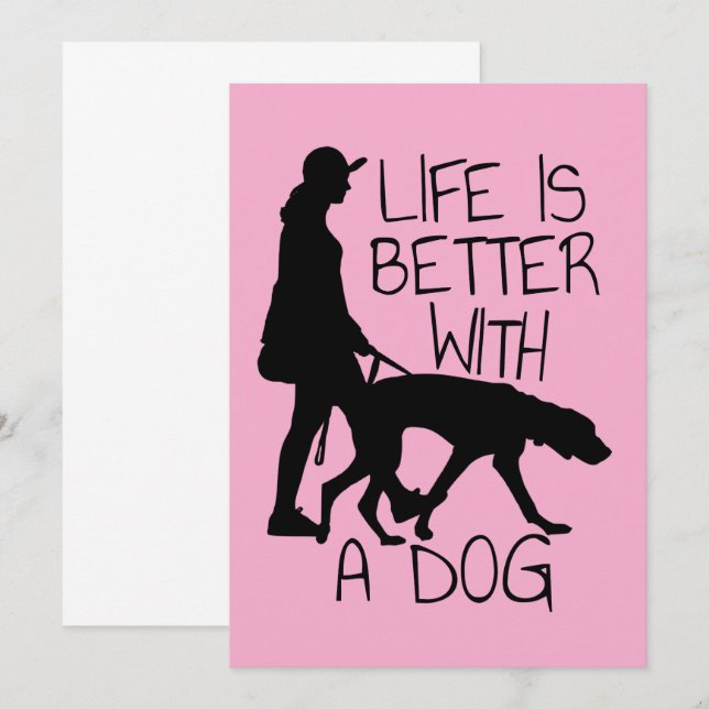 Invitation La Vie Est Meilleure Avec Un Chien - Amoureux de l (Devant / Derrière)