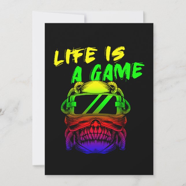 Invitation La Vie Est Un Jeu VR Gamer Jeu Réalité Virtuelle G (Devant)
