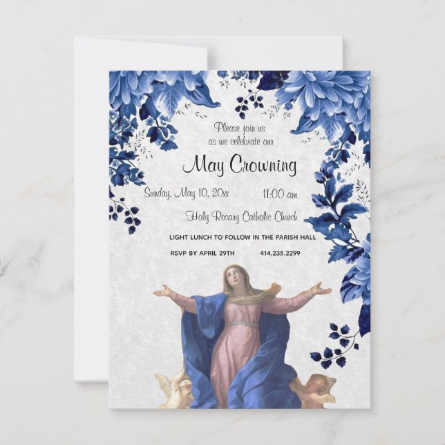 Invitation La Vierge Catholique Marie Peut Couronner L'Événem (Devant)