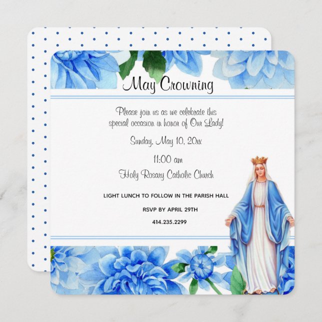 Invitation La Vierge Catholique Marie Peut Couronner L'Événem (Devant / Derrière)