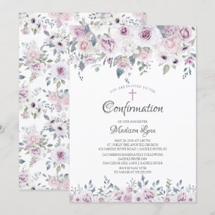 Invitation La violette d'aquarelle fleurit la confirmation