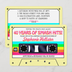 Invitation Label Cassette Néon Rétro des Années 80 pour une F