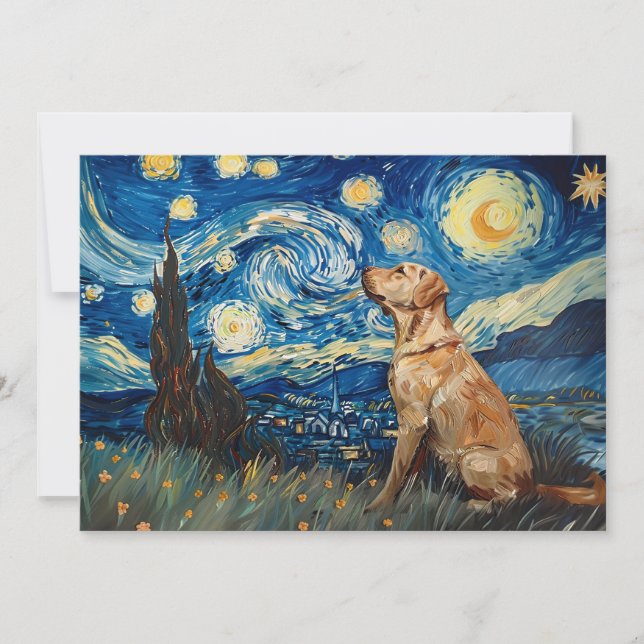 Invitation Labrador Retriever Yellow Lab Chien Starry Night (Devant)