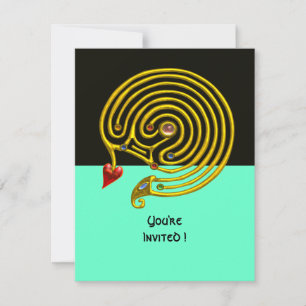 Invitation LABYRINTHE HYPER rsvp, noir et bleu