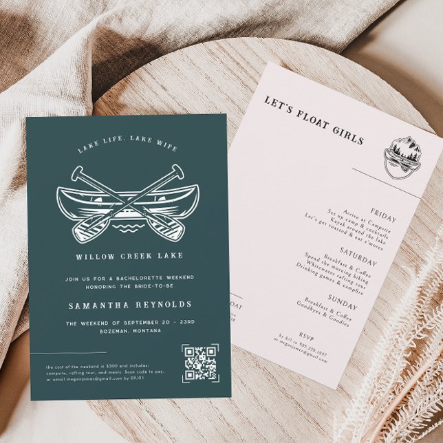 Invitation Lac minimal moderne | Fin de semaine de bacheloret (Créateur téléchargé)
