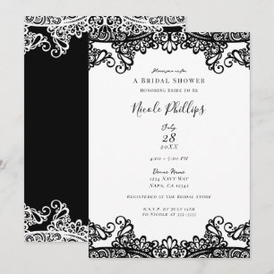 Invitation Lace blanche et noire Élégant Chic Baby Shower de 