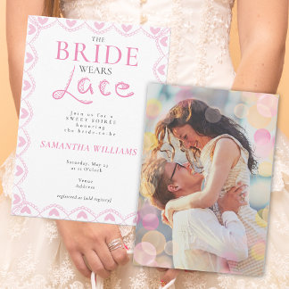 Invitation Lace Bridal Shower Romantic The Bride Wears Lace
