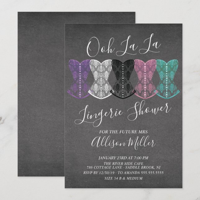 Invitation Lace Corset Lingerie Douche nuptiale (Devant / Derrière)