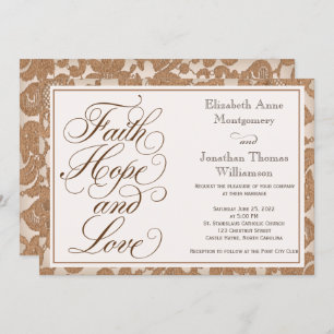 Invitation Lace d'automne Script Faith Hope & Love Mariage