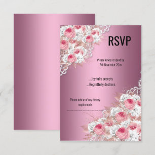 Invitation LACE Florale rose ÉLÉGANT MODERNE RSVP