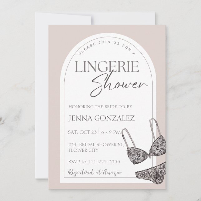Invitation Lace Lingerie Douche Fête des mariées moderne (Devant)