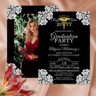 Invitation Lace Photo Nursing School   Graduation Médicale