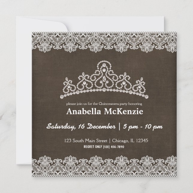 Invitation Lace Quinceanera (Brown) (Devant)