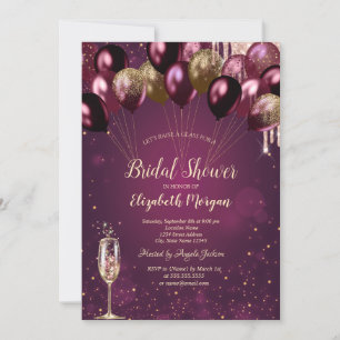 Invitation Lâcher de paillettes bordeaux Ballons Enterrement