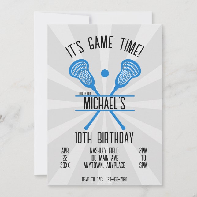 Invitation Lacrosse Sports Birthday (Devant)