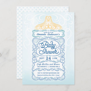 Invitation Lacy Baby Bottle Boy Douche