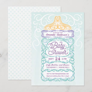 Invitation Lacy Baby Bottle Genre Neutre Douche