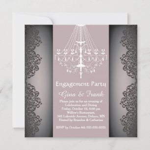 Invitation Lacy damask motif, lustre Partie d'engagement