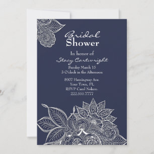 Invitation Lacy Floral Henna Mandala Bridal Showboat Invitati