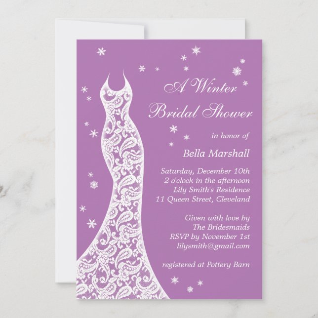 Invitation Lacy Purple Winter Bridal (Devant)