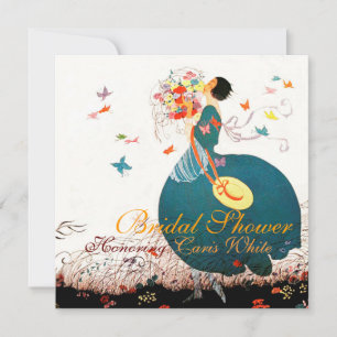 INVITATION LADY AVEC BOUQUET FLEURIER ET BOUTTERFLIES MONOGRA