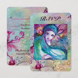 Invitation LADY BLUE MASK Bal de mariage masqué vénitien