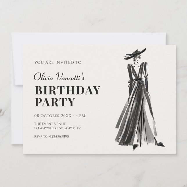 Invitation Lady in Elegant Gown (Devant)