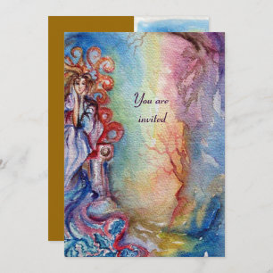 Invitation LADY OF LAKE, bleu vif, jaune rose vif