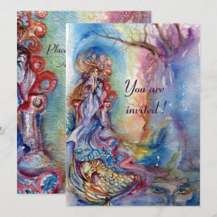 Invitation LADY OF LAKE, bleu vif rose argent métallique