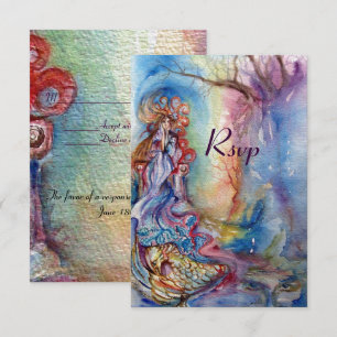 Invitation LADY OF LAKE, bleu vif rose rsvp