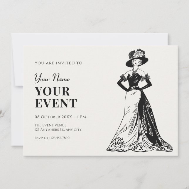 Invitation Lady Retro Vintage (Devant)