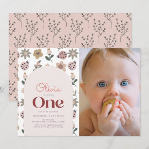 Invitation Ladybug & Flower Arch 1er Anniversaire Photo