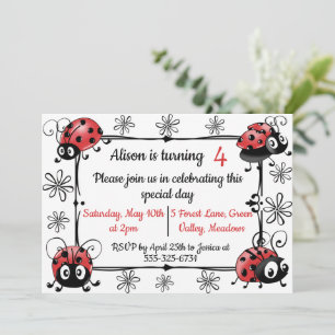 Invitation Ladybugues Fantaisistes Anniversaire